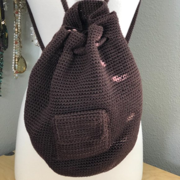THE SAK Retro Boho Brown Crocheted Hobo Backpack - Picture 7 of 7
